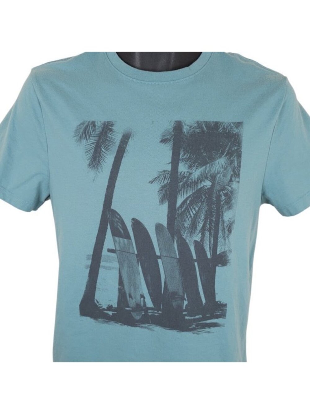 Surfing T Shirt Mens Size Small Green Surfboards Beach Palm Trees Surfer